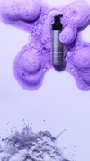 Purple product bottle surrounded by lavender bubbles