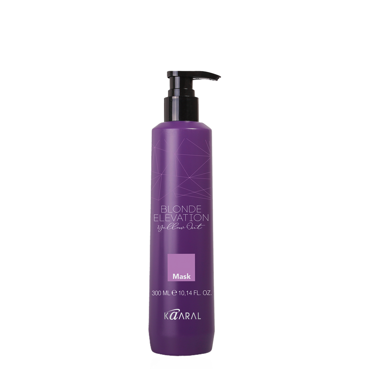 Purple haircare pump bottle on a black background