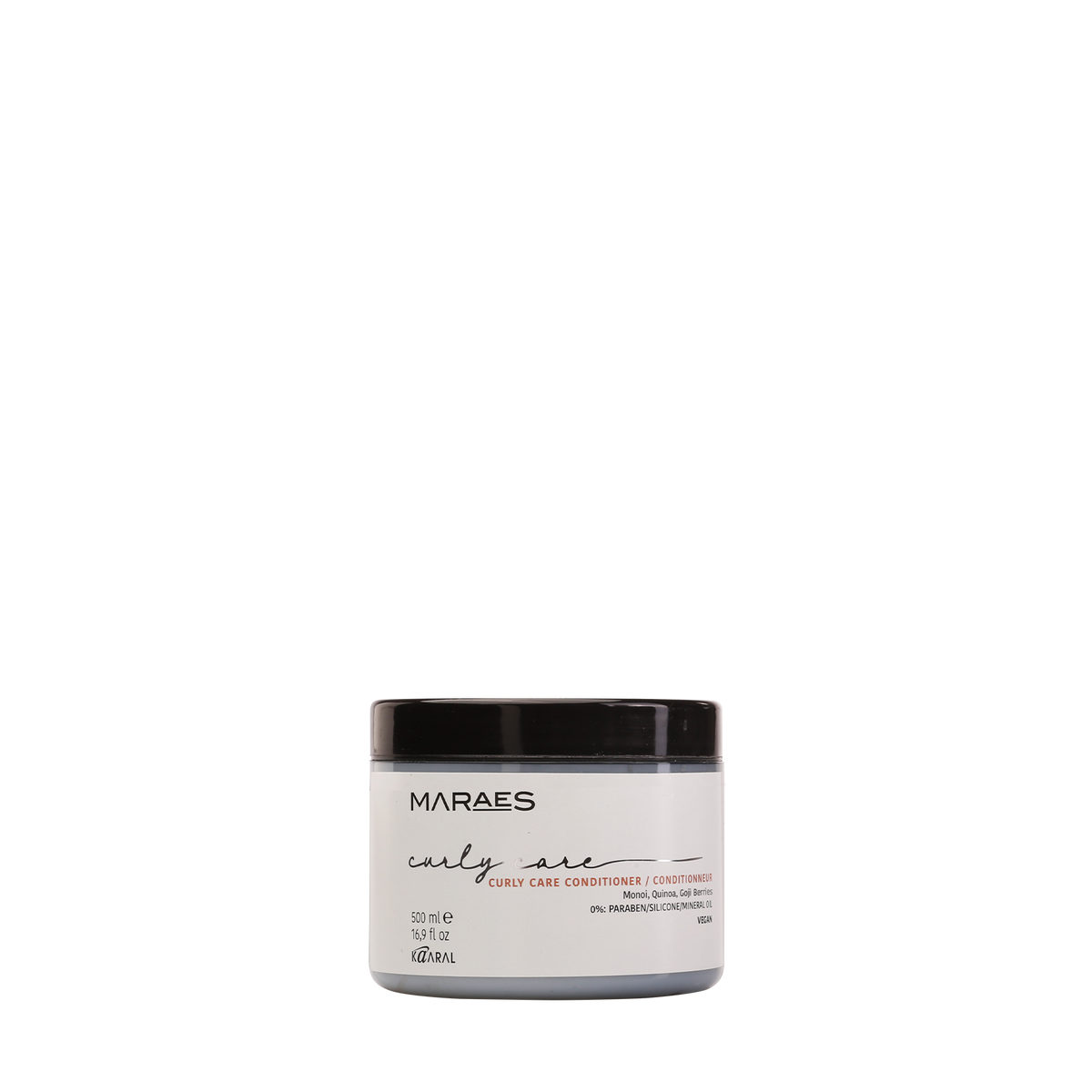 Small white Maraes cosmetic jar on a black background