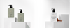 Three Curlyss hair products on white geometric plinths
