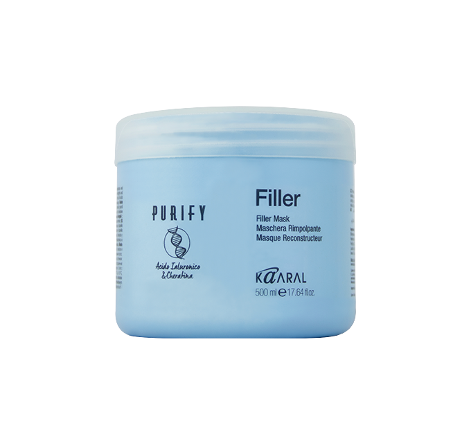 Blue Purify Filler jar on a black background