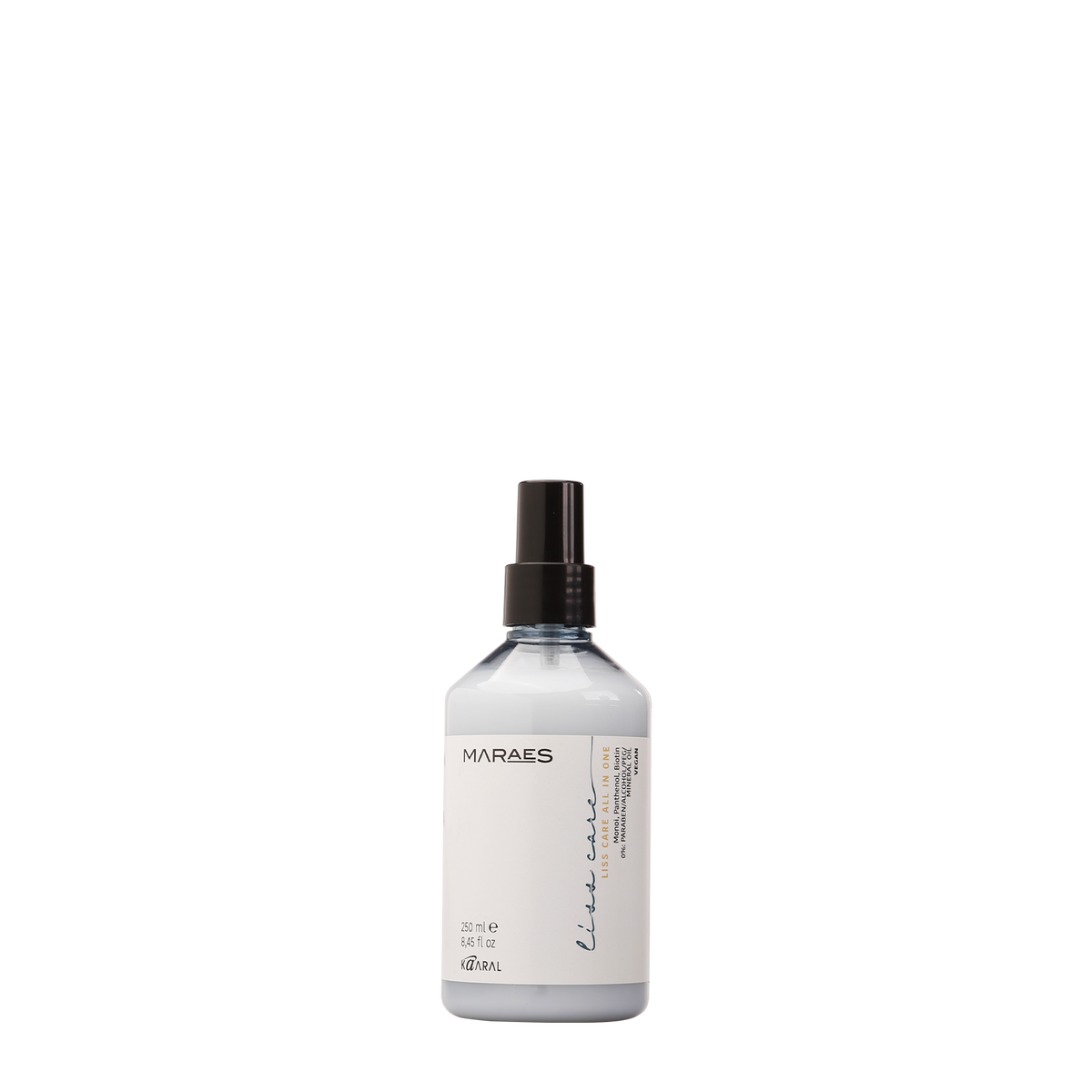 Clear cylindrical spray bottle on a black background