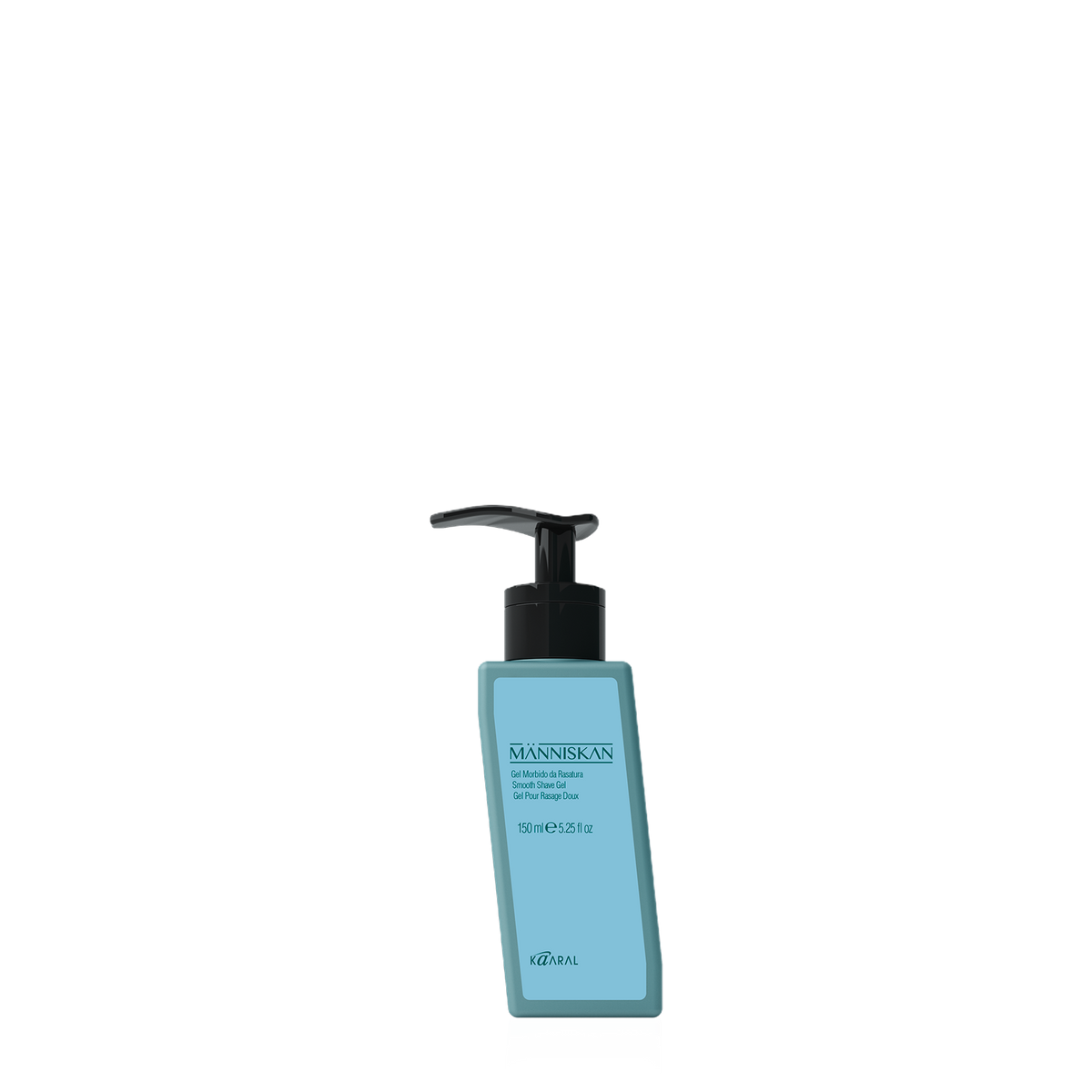 Dark teal Manniskan haircare bottle on a black background
