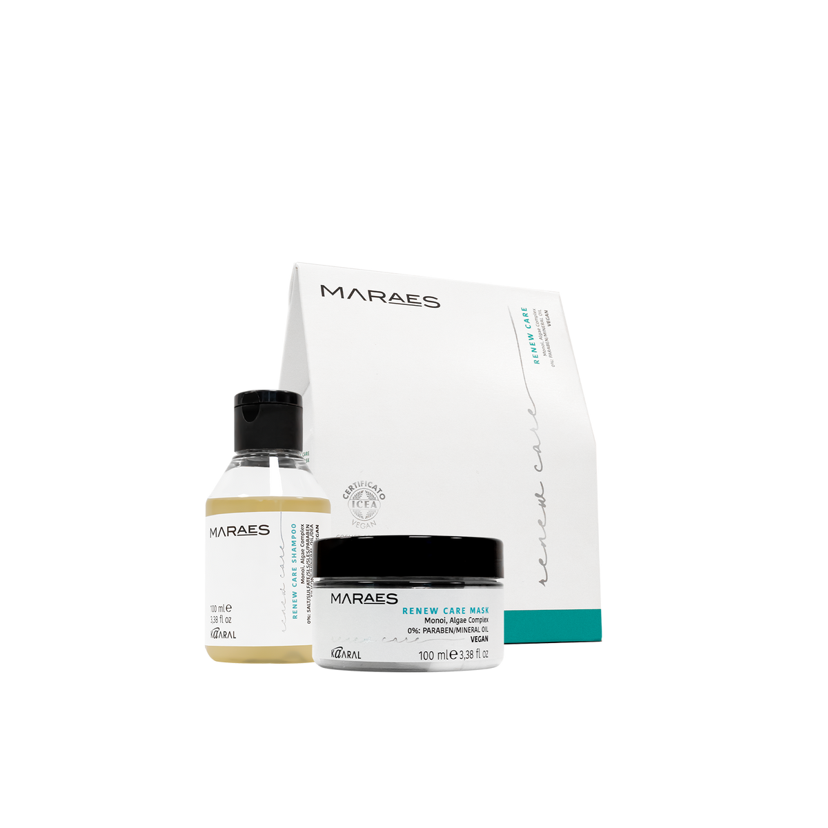 Maraes Renew Care travel kit with shampoo, hair mask and white product box
