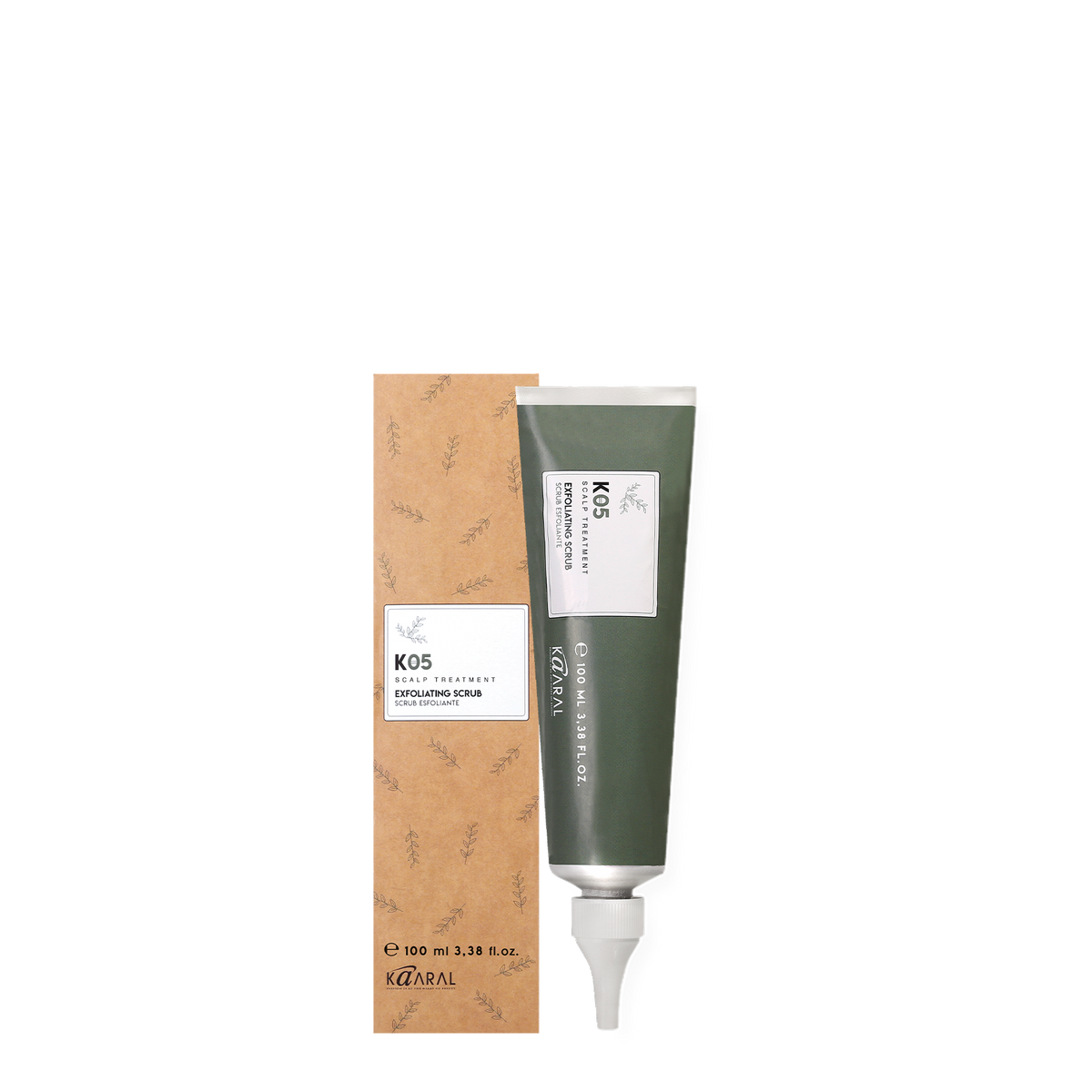 Green haircare tube with a cardboard carton on a black background