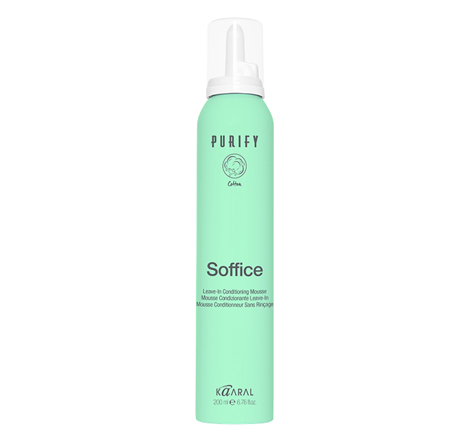 Green Purify Soffice bottle on a black background
