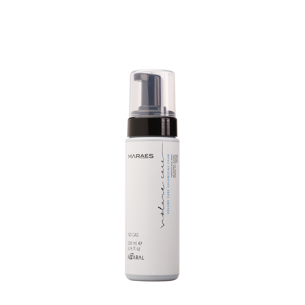 Clear Maraes foaming pump bottle on a black background