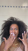 Woman demonstrating a Maraes Curly Care routine, from washing and applying styling creams to showing her defined curls.